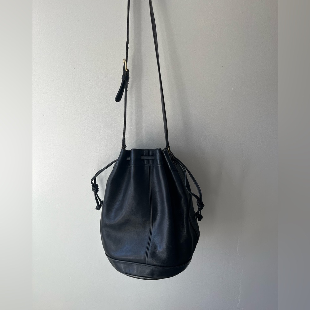 Vintage Coach large black Drawstring Bucket Bag